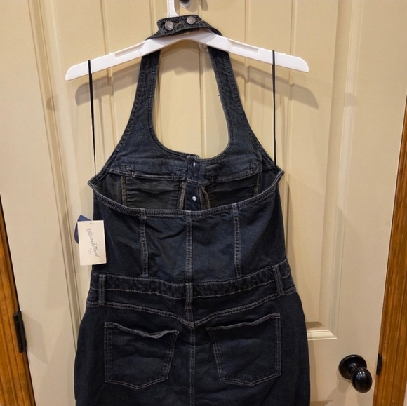 Denim Halter Midi Dress - Dark Wash - Women's Size 12 - New Streetwear Western - Picture 10 of 16